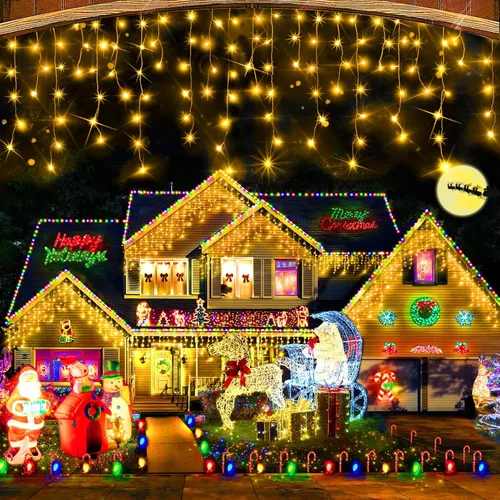 Miniatura 7 de Hezbjiti - Luces de Navidad para decoración al aire libre, 1600 luces LED de 164 pies, 8 modos, 320 gotas, guirnalda de luces para decoración