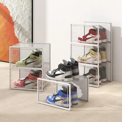 Miniatura 2 de SEE SPRING Paquete de 6 cajas de almacenamiento de zapatos, organizador de zapatos apilable de plástico transparente para armario, contenedores