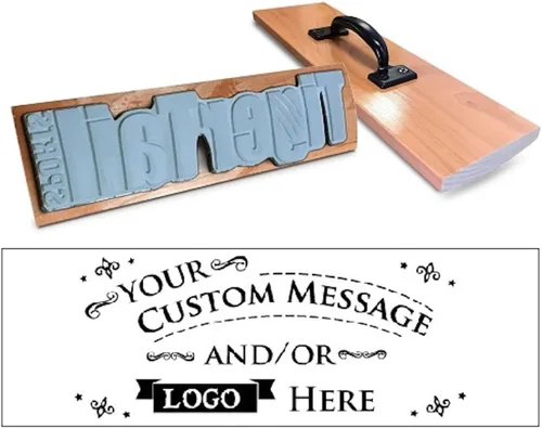 Miniatura 11 de Sello grande de goma con mango de madera «Rocker Mount» 4" x 3