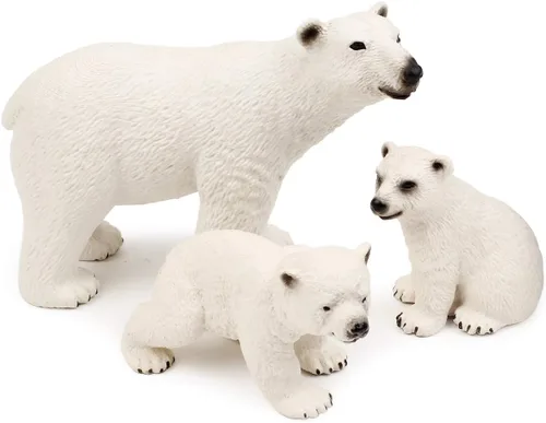 Miniatura 2 de Set de figuras de juguete de animales polares UANDME, incluye figuras de familia de osos polares y familia de pingüinos emperadores