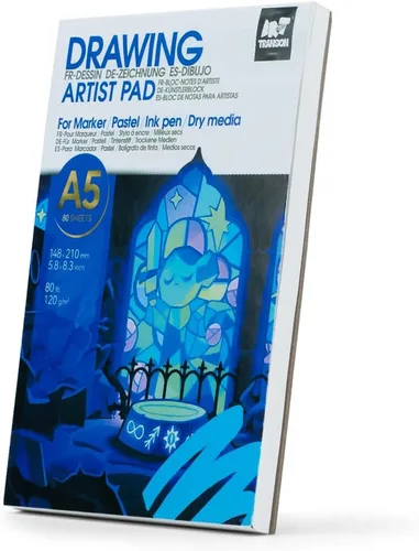TRANSON Cuaderno de bocetos de medios mixtos para artistas con marcador, 5.8”x8.3” 80 hojas A5 de papel de arte, 80lb/120gsm para pintar, dibujar y