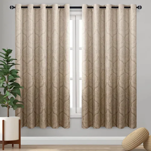 Miniatura 84 de DWCN - Cortinas blackout para dormitorio, diseño de damasco con aislamiento térmico y ojales, para sala de estar, juego de 2 paneles de cortina Gris