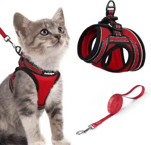 Miniatura 31 de rabbitgoo Juego de arnés y correa para gatos para caminar a prueba de escape, chaleco suave ajustable para gatitos con tira reflectante para gatos