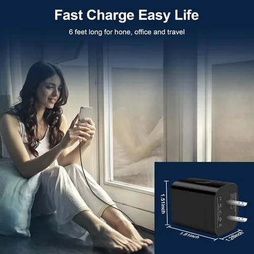 Miniatura 6 de Cargador súper rápido tipo C bloque de carga compatible con Samsung Galaxy Z Fold 7, Z Flip 7, A17, S25 Edge, S25 Ultra, S25, S25+, S24 Fe, S24 Negro