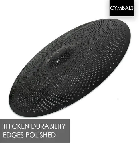 Miniatura 6 de Paquete de platillos de bajo volumen, juego de platillos silenciosos de 14, 16, 18, 20 pulgadas (5 piezas, negro) Bolsa de platillos incluida