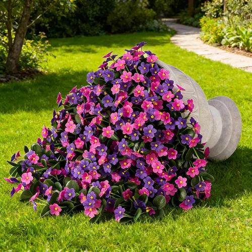 Miniatura 2 de Flores Artificiales Falsas Colgantes Plantas para Decoración de Exterior Invierno Verano, 2PCS Flores de Margarita de Seda Sintética de Aspecto Real