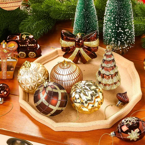 Miniatura 5 de Alupssuc Juego de 82 bolas de Navidad, encantador juego de regalo clásico, decoración de plástico inastillable para árbol de Navidad, vacaciones
