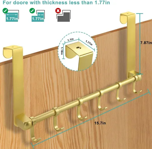 Miniatura 2 de MGahyi Ganchos para colgar sobre la puerta, 6 ganchos móviles, toallero para colgar sobre la puerta, colgador de abrigos de puerta, brazos largos