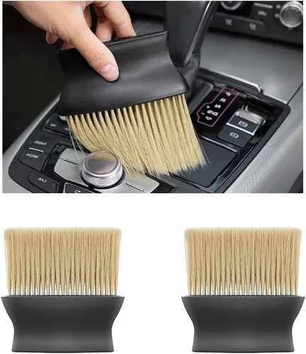 Miniatura 7 de Ziciner 2 cepillos de doble cabezal para limpieza de coche, cepillos suaves para detalles de plumero interior de automóvil, pantalla universal