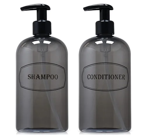 Miniatura 10 de Dispensadores de champú acondicionador de plástico de 16 oz (ámbar) Botellas de bomba de alta viscosidad, rellenables, reutilizables, contenedores