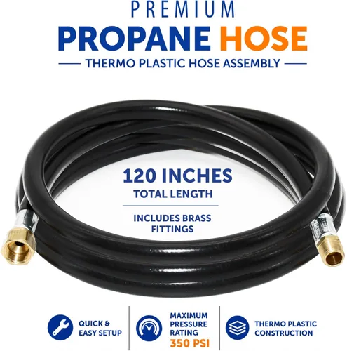 Miniatura 3 de Flame King Conjunto de manguera termoplástica de propano de 120 pulgadas, diámetro interior de 3/8 pulgadas, MPT de 3/8 pulgadas x brida hembra