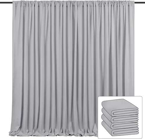 Miniatura 18 de Cortinas de fondo de poliéster negro para cortinas, 2 paquetes de 5 x 8 pies, cortina de tela de cortina de Halloween para decoración de fiestas