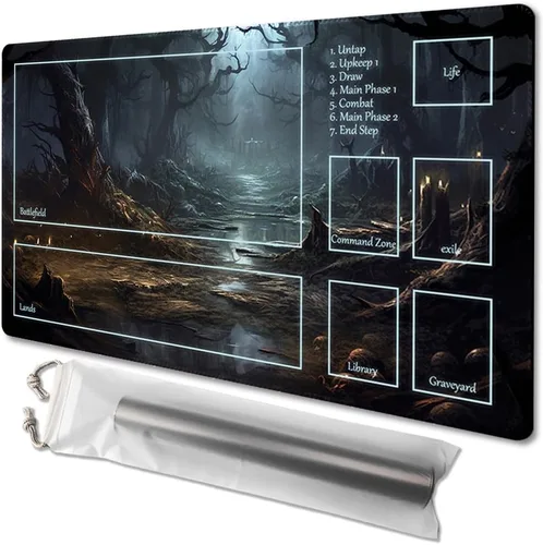 Miniatura 27 de MTG - Tapete de juego tamaño 24 x 14 pulgadas, bolsas de almacenamiento antideslizantes, ideal para entusiastas de los juegos de cartas, tapete