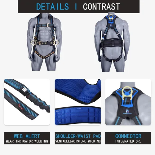 Miniatura 5 de Kit de protección contra caídas, arnés de techo de cuerpo completo de 5 puntos con almohadilla de cintura de soporte, hombro ventilado y acolchado
