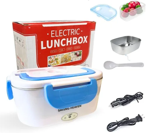 Miniatura 2 de Fiambrera eléctrica calentador de alimentos, calentador de alimentos portátil de 12/24/110V, lonchera para automóvil, camión, hogar, trabajo