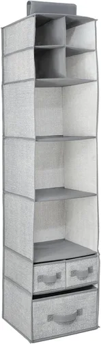Miniatura 8 de mDesign - Organizador de almacenamiento para barra de guardarropa, 7 estantes, 3 cajones