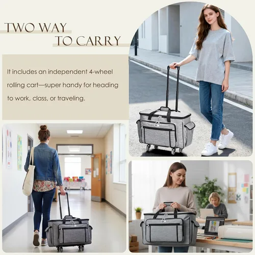Miniatura 6 de CAB55 Estuche de transporte con ruedas para Cricut Maker 3/Maker 4/Maker/Explore 4/Explore 3/Explore Air 2, bolsa de almacenamiento de doble capa
