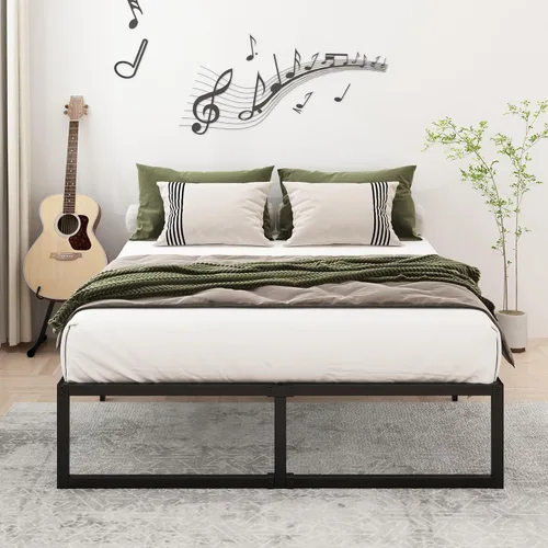 Miniatura 4 de Lutown-Teen - Base de cama de 16 pulgadas California King, sin necesidad de somier, plataforma metálica de alta resistencia para base de colchón