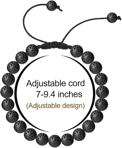 Miniatura 2 de Pulsera de ojo de tigre para hombre regalo 0315in de ojo de tigre piedra de lava y roca de lava pulsera de ansiedad ajustable para alivio