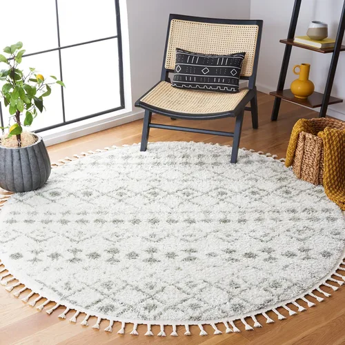 Miniatura 32 de SAFAVIEH Berber Fringe Shag Collection - Alfombra decorativa de 2 pies 2 pulgadas x 4 pies, color crema y gris oscuro, diseño que no desprende