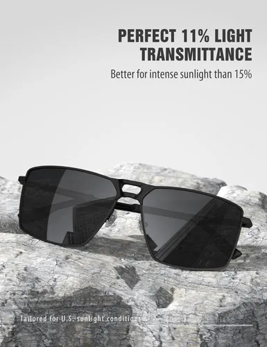 Miniatura 3 de LUENX Gafas de sol rectangulares de aviador para hombre, lentes polarizadas cuadradas con protección UV 400