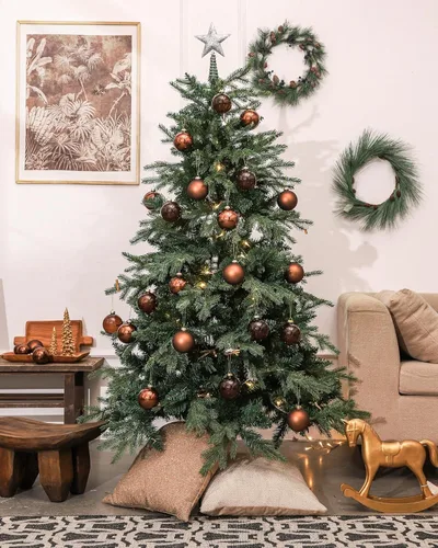 Miniatura 2 de DN DECONATION Bolas de Navidad de cristal marrón, juego de 9, bolas de Navidad colgantes de 3 pies para decoración del árbol de Navidad, regalo