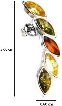Miniatura 2 de Pendientes de plata de ley ámbar multicolor, Ámbar, Ámbar