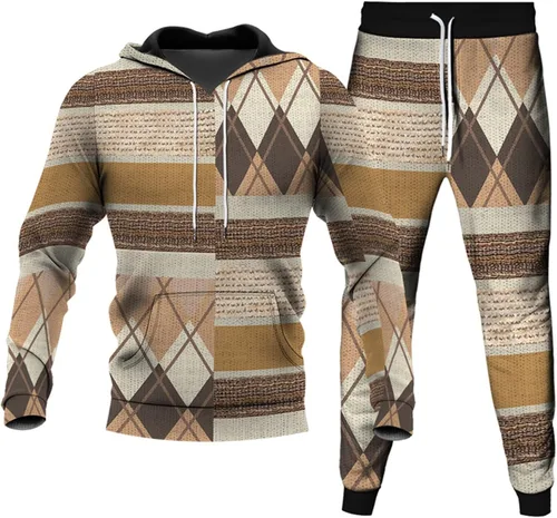 Muscularfit Conjunto de sudadera de manga larga con capucha y bloques de color vintage de dos piezas
