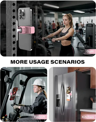 Miniatura 7 de APPS2Car Soporte magnético para teléfono de gimnasio, ajustable 360, compatible con teléfonos inteligentes de 4.7 a 6.5 pulgadas, base y junta