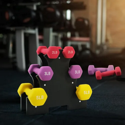 Miniatura 6 de Fitvids Neoprene Coated Dumbbell Set with Rack, Free Hand Weight Set For Home Gym Workout, Anti-Slip, Anti-roll, 20LBS, 32LBS, 50LBS and 56LBS Sets
