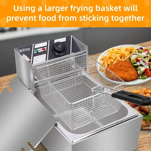 Miniatura 3 de Cesta para freidora eléctrica para freír alimentos, con mango de goma, 7.2 x 8.3 x 4.3 pulgadas, construcción resistente, adecuada para freír pollo