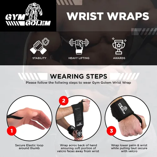 Miniatura 2 de Muñequeras – Envolturas de soporte premium de 18 pulgadas con lazo para el pulgar para levantamiento de pesas, culturismo y crossfit (1 par)
