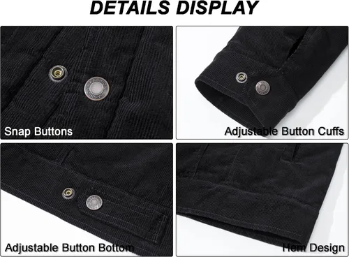 Miniatura 7 de MAGCOMSEN Chaqueta de pana para hombre, forrada con sherpa, cálida, gruesa, de camionero, con 5 bolsillos, para invierno