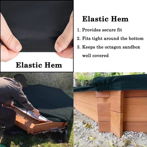 Miniatura 2 de Cubierta de caja de arena octágono para exteriores, resistente al agua, para caja de arena octágono de 84 x 78 x 9 pulgadas, 6.5 x 7 pies