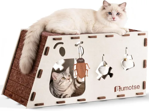 Miniatura 10 de Cueva de fieltro para gatos de interior, túnel modular escondite para gatos grandes de hasta 22 libras, acogedor condominio de fieltro lavable