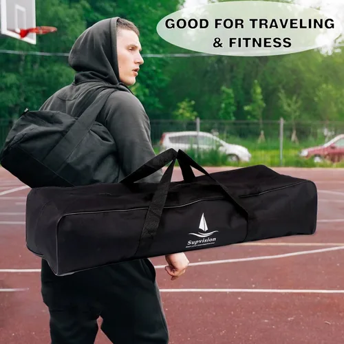 Miniatura 4 de Bolsa de viaje para gimnasio con cremalleras duraderas de 2 vías, impermeable, tela Oxford fuerte, Negro -, 31.5 pulgadas para bloques de arranque