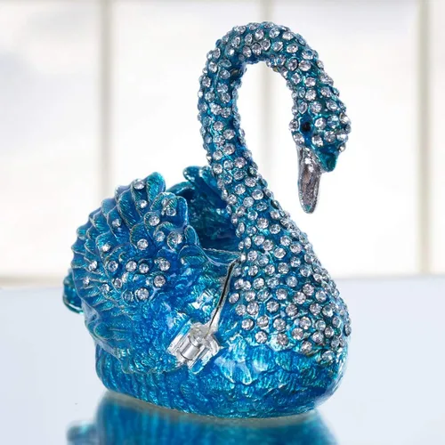 Miniatura 3 de YU FENG Caja de joyería de animales de cisne azul 2pcs