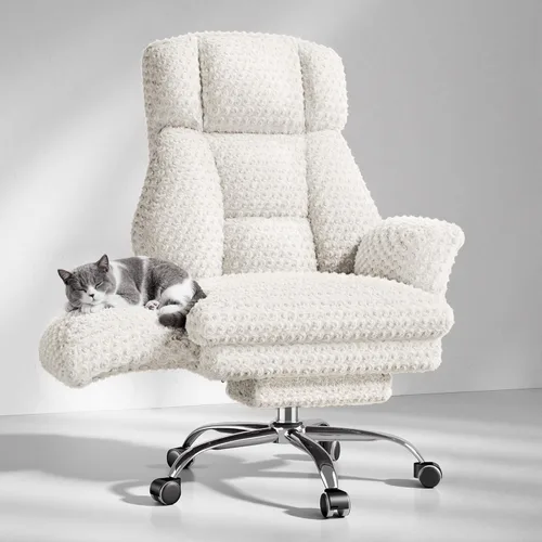 Miniatura 14 de Silla de oficina grande y alta, reposabrazos abatibles para mascotas y patas cruzadas, silla ergonómica ejecutiva para juegos de computadora