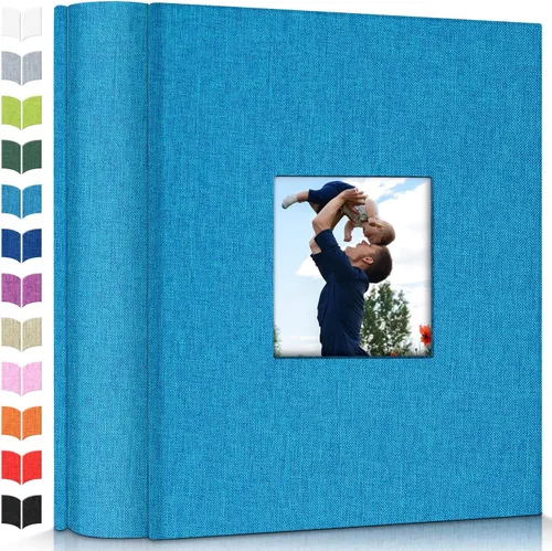 Miniatura 44 de Álbum de fotos Artfeel 4x6 con 300 bolsillos, álbumes de fotos deslizables, libro de memorias con cubierta de lino y ventana frontal, libro de fotos