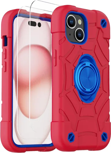 Miniatura 34 de KCJ Funda para iPhone SE 2022/2020, iPhone 8/7/6/6S, con [2×Protectores de Pantalla][Soporte de Anillo] Silicona Suave+PC Duro Protección Completa