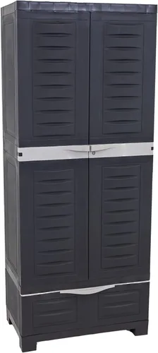 Miniatura 12 de Sunnydaze - Armario de almacenamiento con cerradura, armario de almacenamiento para interiores o garaje con 4 estantes ajustables, 72 pulgadas