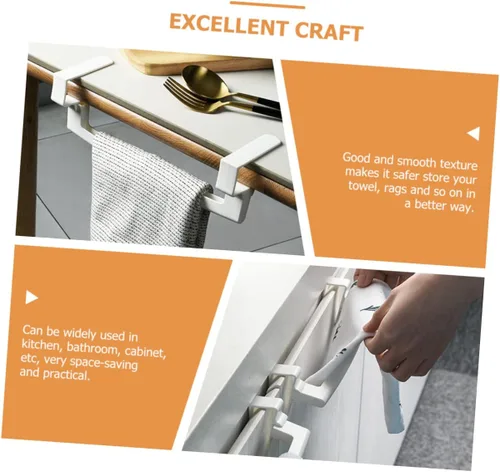 Miniatura 5 de Zerodeko Toallero de baño, barra de platos, estante de plástico para toallas, estante para colgar, 2 piezas, material ABS, soporte para toallas