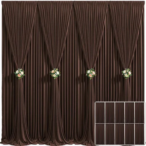 Miniatura 59 de Cortina de fondo beige de 10x10 para bodas y fiestas, cortina de fondo beige sin arrugas para fotos, cortinas de fondo para decoración de baby Gris