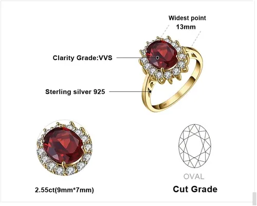 Miniatura 2 de JewelryPalace - Anillos de compromisoaniversario estilo princesa Diana Kate Middleton, con piedra natal de zafiro y halo pmujer, 14 quilates