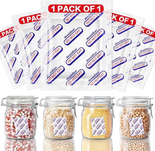 Absorbentes de oxígeno para almacenamiento de alimentos, 300 cc (1 paquete de 1 paquete sellado al vacío individualmente, 100 paquetes totales),