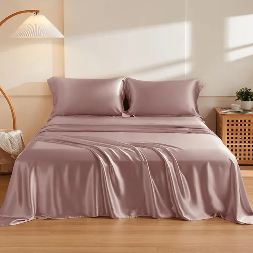 Miniatura 21 de THXSILK Juego de sábanas de seda de 4 piezas, sábanas de seda de morera 100% natural de grado superior 6A+, juegos de ropa de cama de lujo, ultra