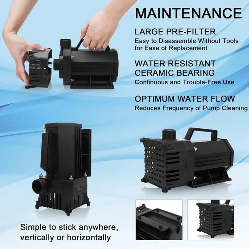 Miniatura 6 de BARST Bomba de agua sumergible 2110GPH Bomba de estanque con certificación UL con cable de 25 pies, bomba de fuente de agua de alto flujo de 200 W