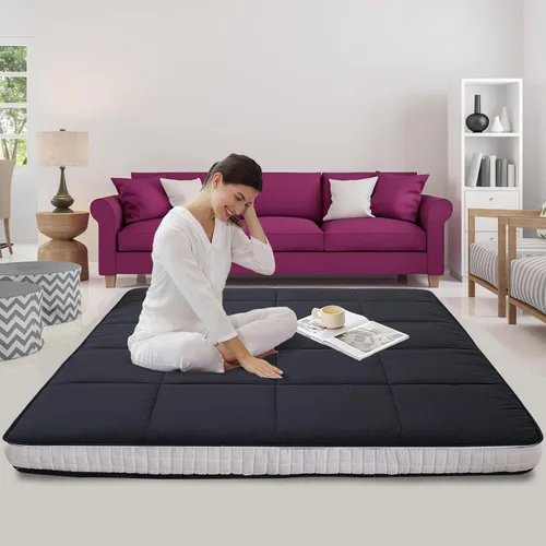 Miniatura 7 de LILYPELLE Colchón de futón de tamaño individual – Colchón japonés extra grueso, colchón plegable enrollable para dormir, tapete de tatami
