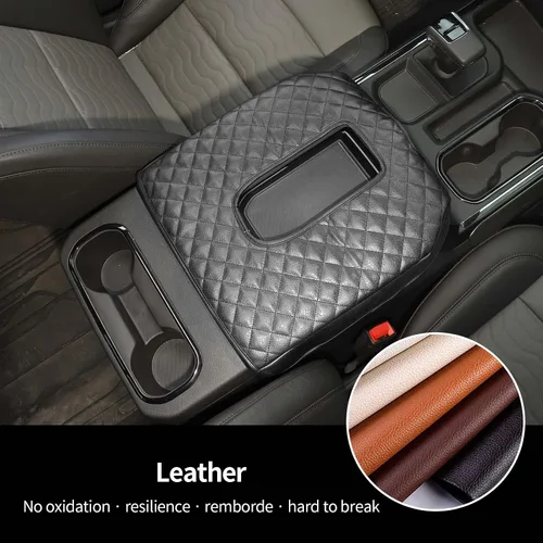 Miniatura 6 de Funda para reposabrazos de consola central, compatible con Chevrolet Silverado y GMC Sierra 2019-2023, repuesto de consola de cuero, color negro