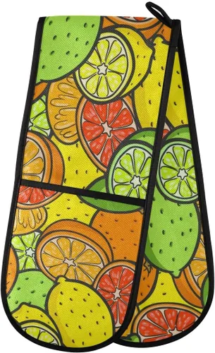 Miniatura 49 de ZZXXB Spring Bird - Guantes de cocina dobles con diseño floral de mariposa, resistentes al calor, antideslizantes, extra largos de 7 x 35 pulgadas